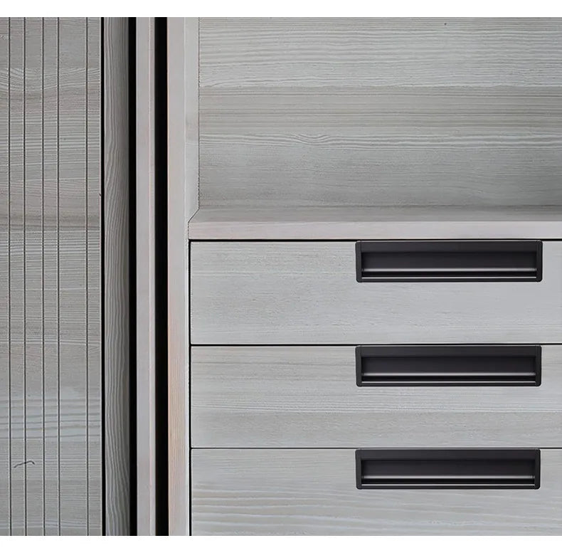 Embedded Hidden Furniture Handles Modern Aluminum Alloy Wardrobe Door Pulls Matte Black Kitchen Cabinets Knob Decoration Handles