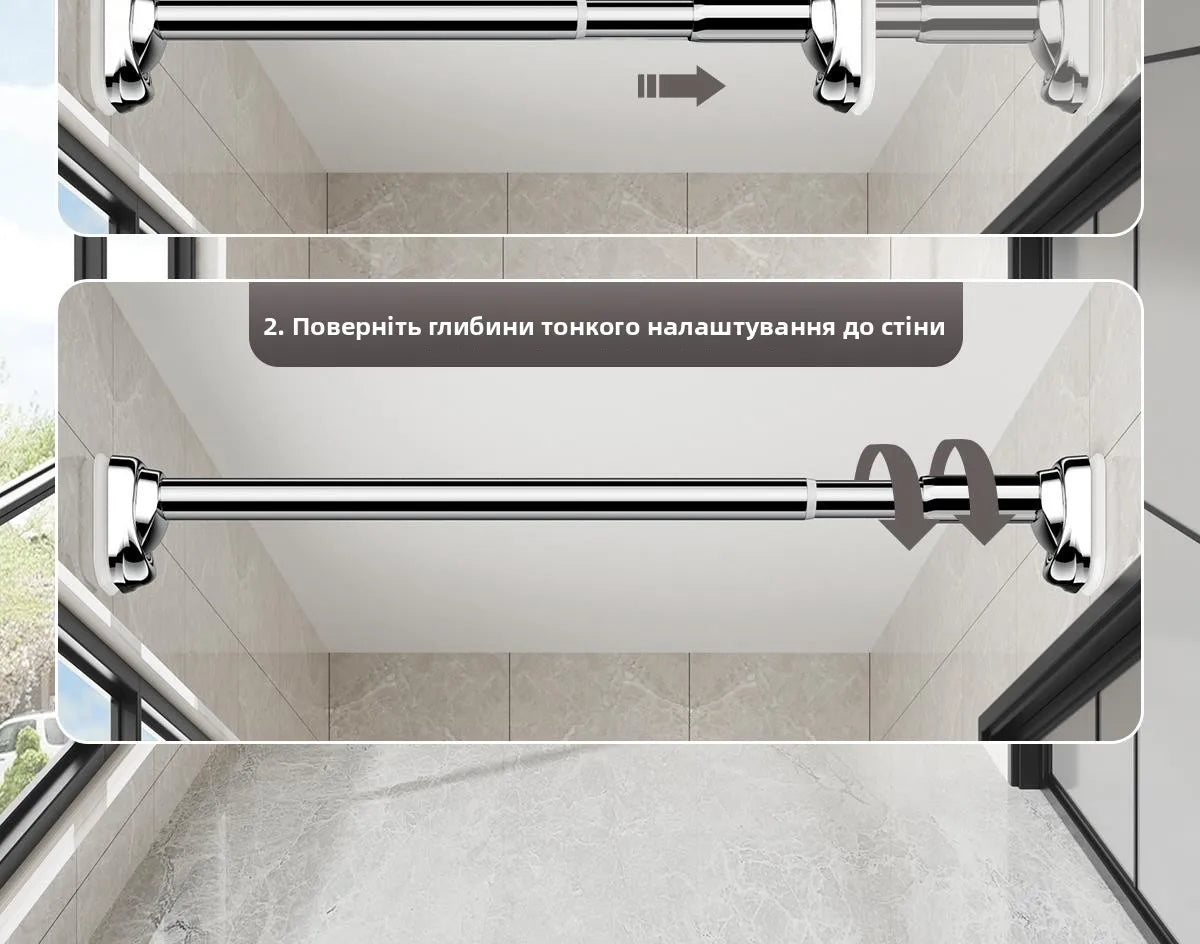 Retractable Clothes Drng Rods Wall Mounted Balcony Batoom Curtain Rods Wardrobe Clothes Hanger Rods No Drilling Required