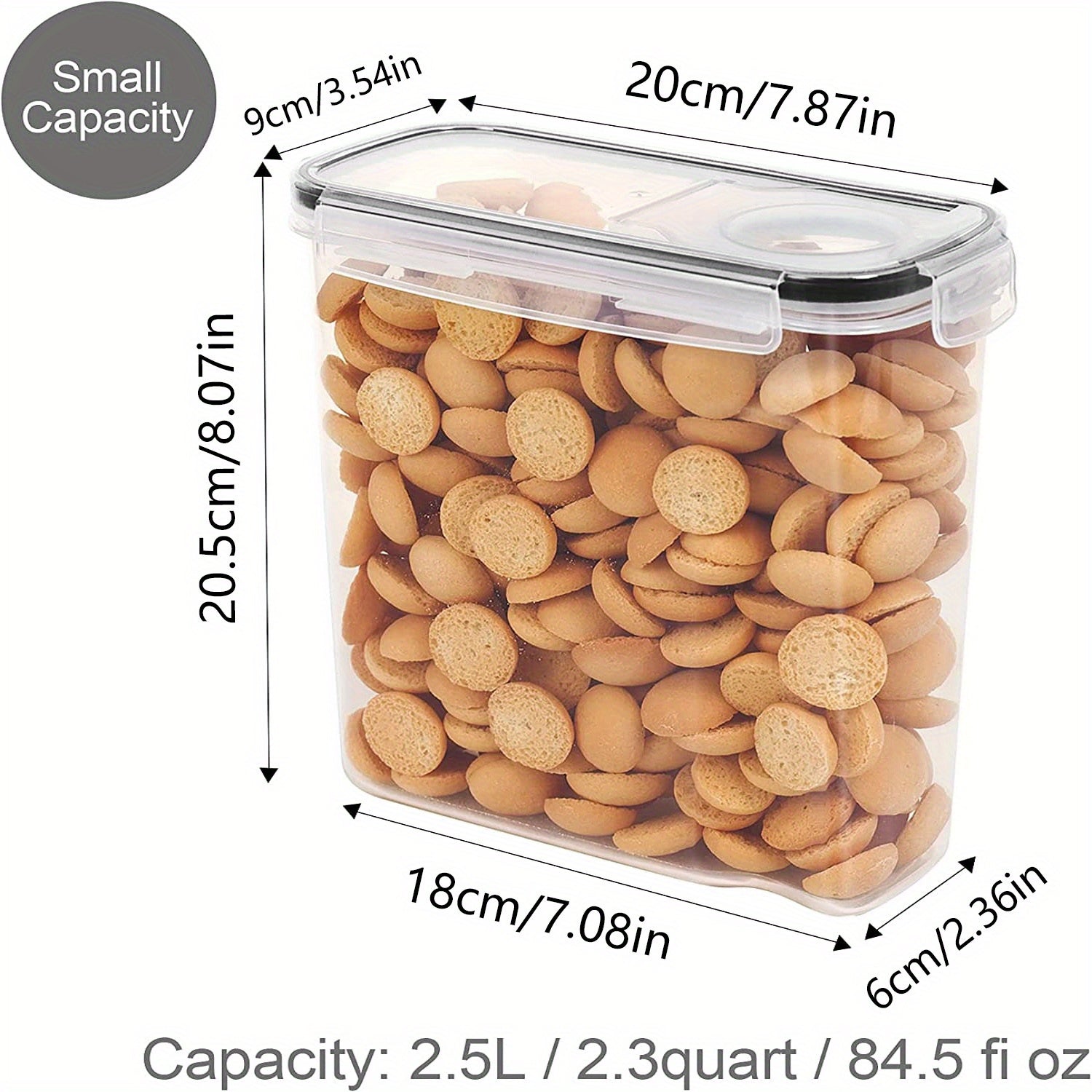 Set of 3 2.5L/4L Sealed Grain Storage Containers Clear PP Kitchen Storage Boxes Fresh-keeping Buckets with Pen Labels