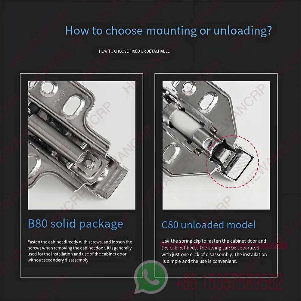2-Pack Modern Hydraulic Cabinet Hinges Soft Close Damping Brushed Stainless Steel Metal Door Mount for Kitchen Cabinets Wardrobe
