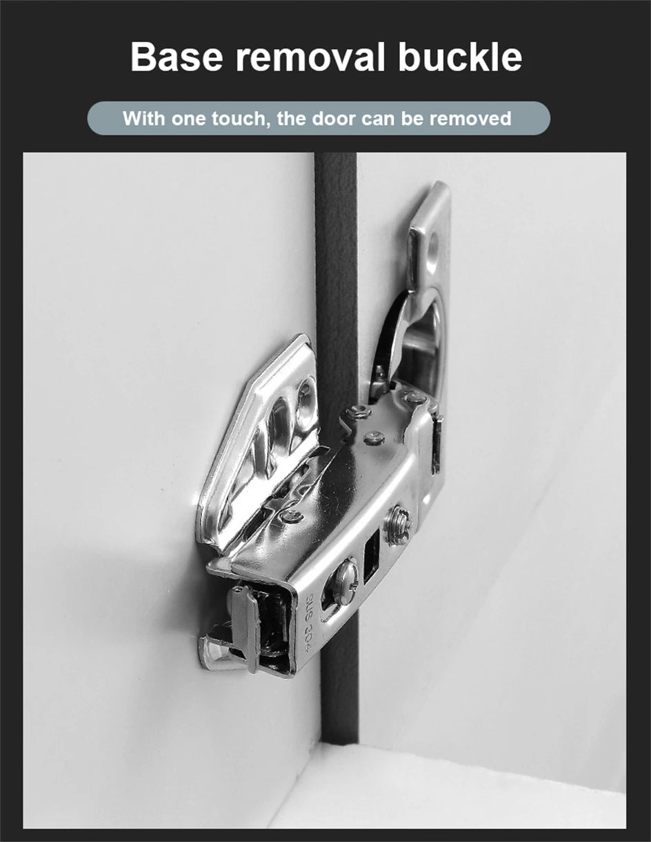 2-20Pcs Stainless Steel Cabinet Door Hinges Hydraulic Damper Buffer Soft Close Quiet Wardrobe Door Concealed Hinges with Screws