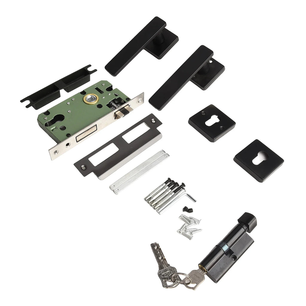 For Bedroom Interior Door Handle Lock Black Door Lock Reliable Security Versatile Application For Living Room Doors