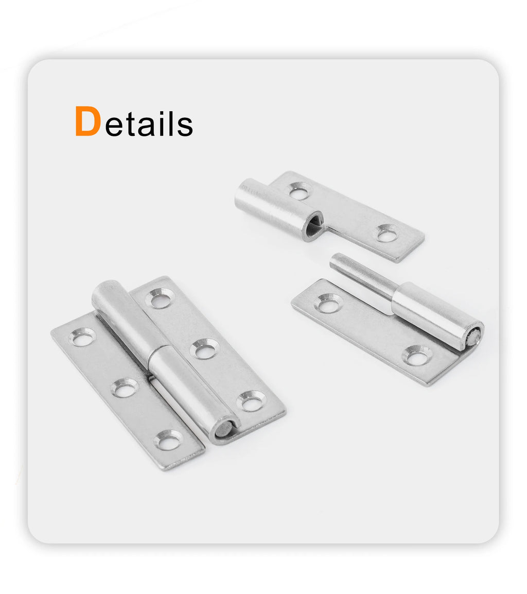 2PCS Stainless Steel Detachable Hinge 270 Degree Black Removable Wooden Furniture Door Hinges for Cabinet Cupboard Closet Box