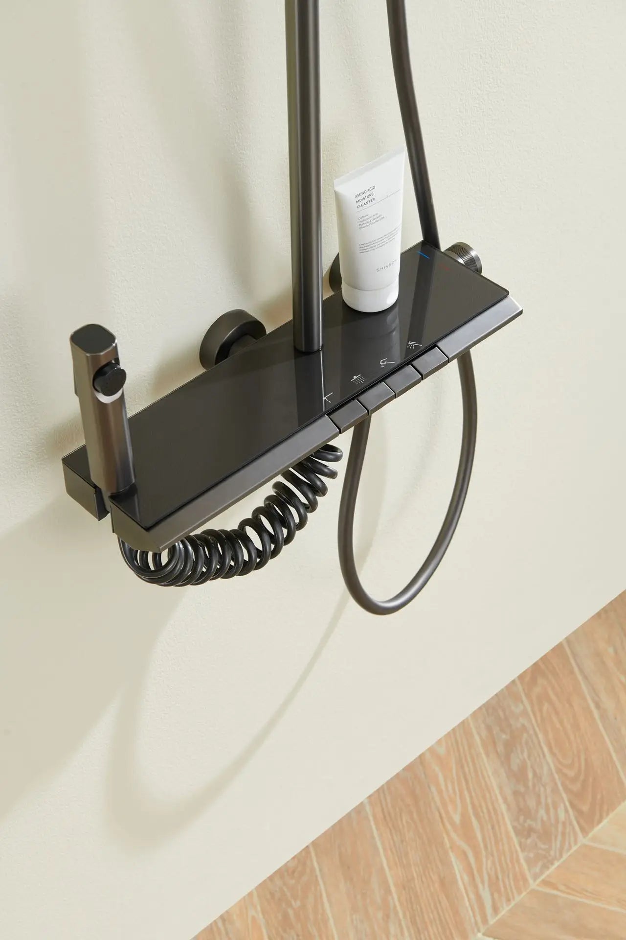 Hot Cold Water Mixer Bathroom Contemporary Exposed Shower Faucet System Brass Rainfall Adjust The Temperature Shower Set