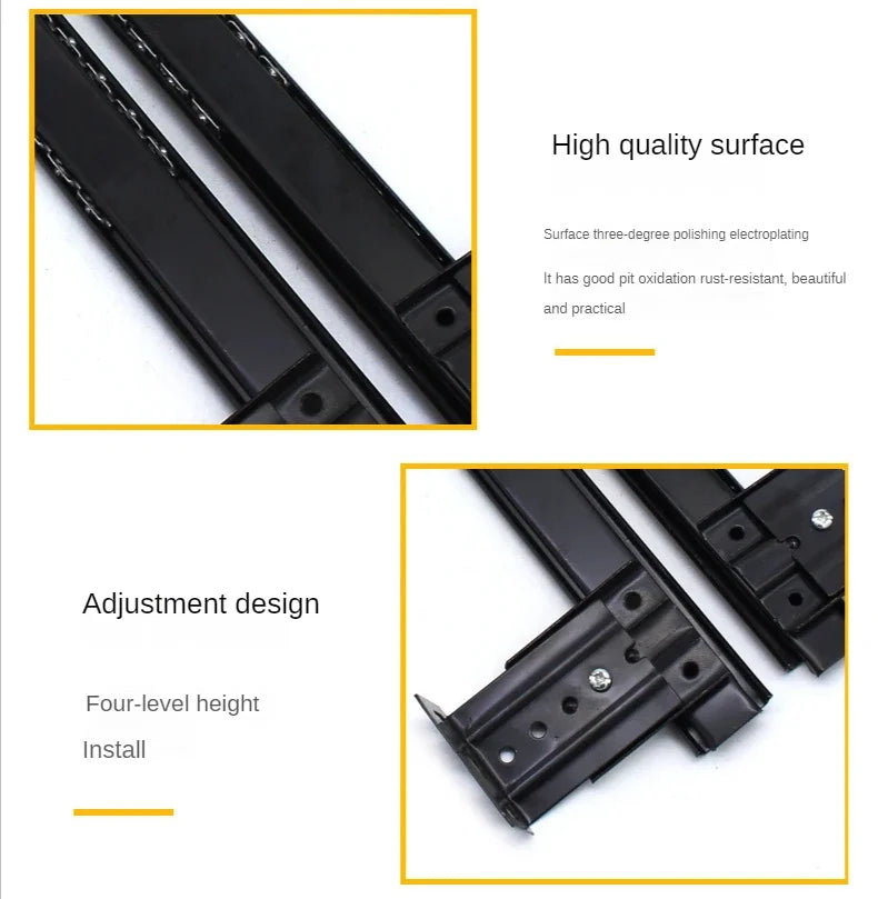 2pcs Computer Desk Drawer Slides Rail Track Hoisting Keyboard Tray Slide Rail Pull Steel Ball Furniture Hardware Accessories