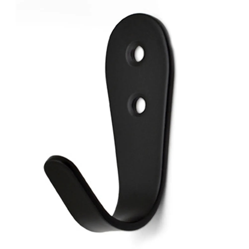 Towel Hanger Holder Coat Single Hook Kitchen Bathroom Bedroom Small U-shaped Wall-mounted 4pcs Black Solid Metal