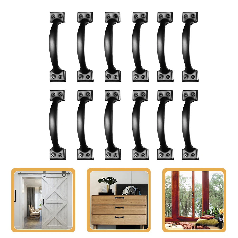 6pcs/8pcs/10pcs/12pcs Iron Door Handles Metal Door Pull Knobs Cabinet Drawer Pulls Barn Cupboard Knob Dresser Sliding Grips