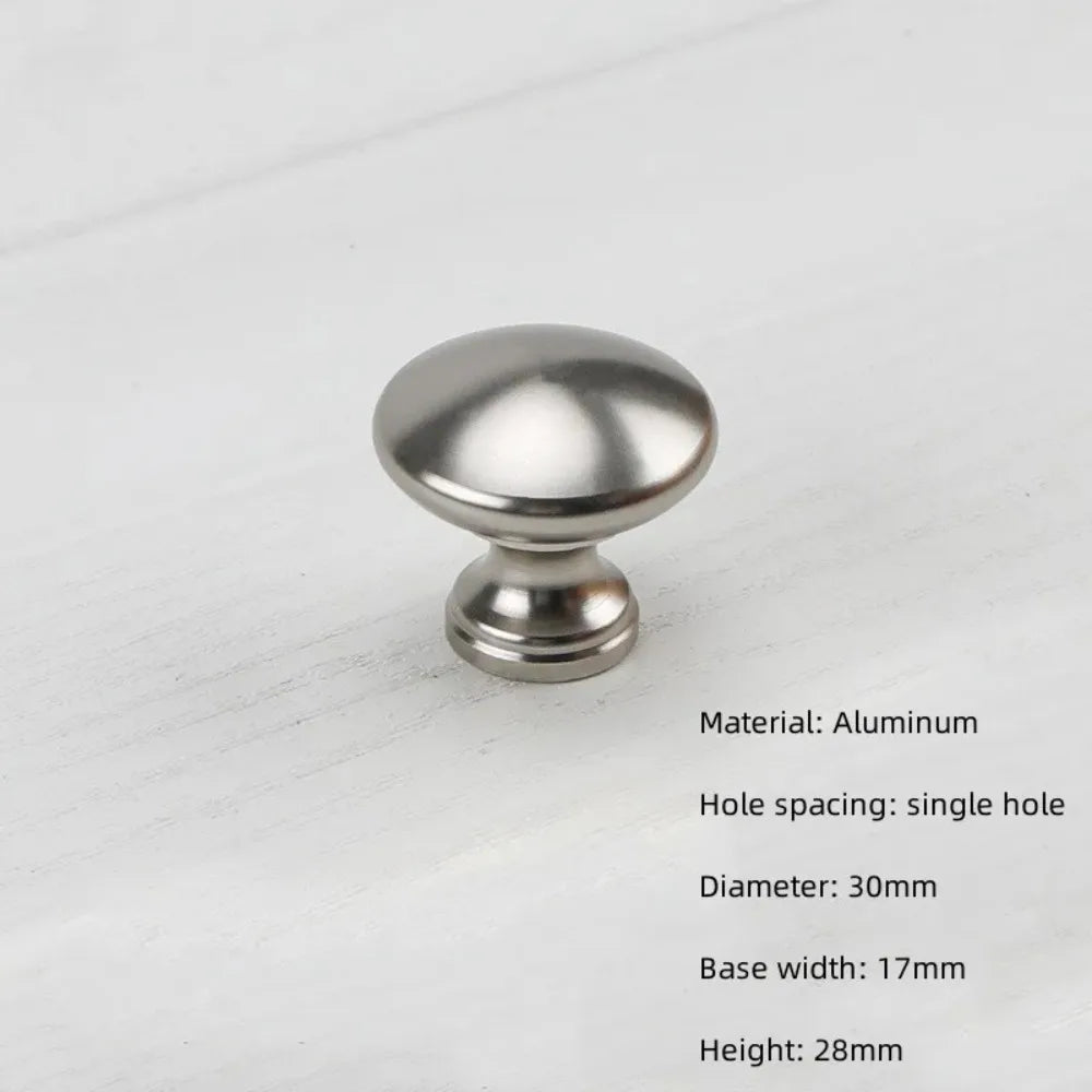 Round Knob Single Hole Furniture Handle Silver Modern Cabinet Pulls Space Aluminum Convenient Furniture Knobs Drawer