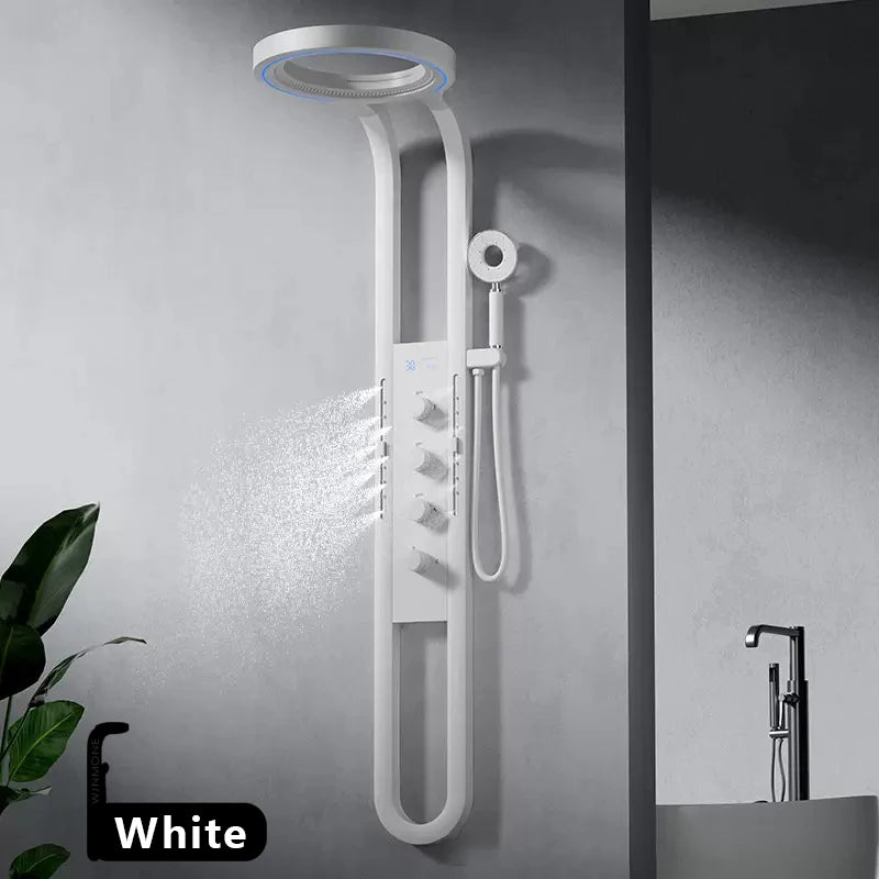 Modern High End Rainfall Shower Panel SPA Massage Jet Waterfall Showers Column Taps Set LED Display Smart Bathroom Shower System