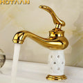 Bathroom Basin Gold Faucet Brass With Diamond Crystal Body Tap New Luxury Single Handle Hot and Cold Tap . YT-5045