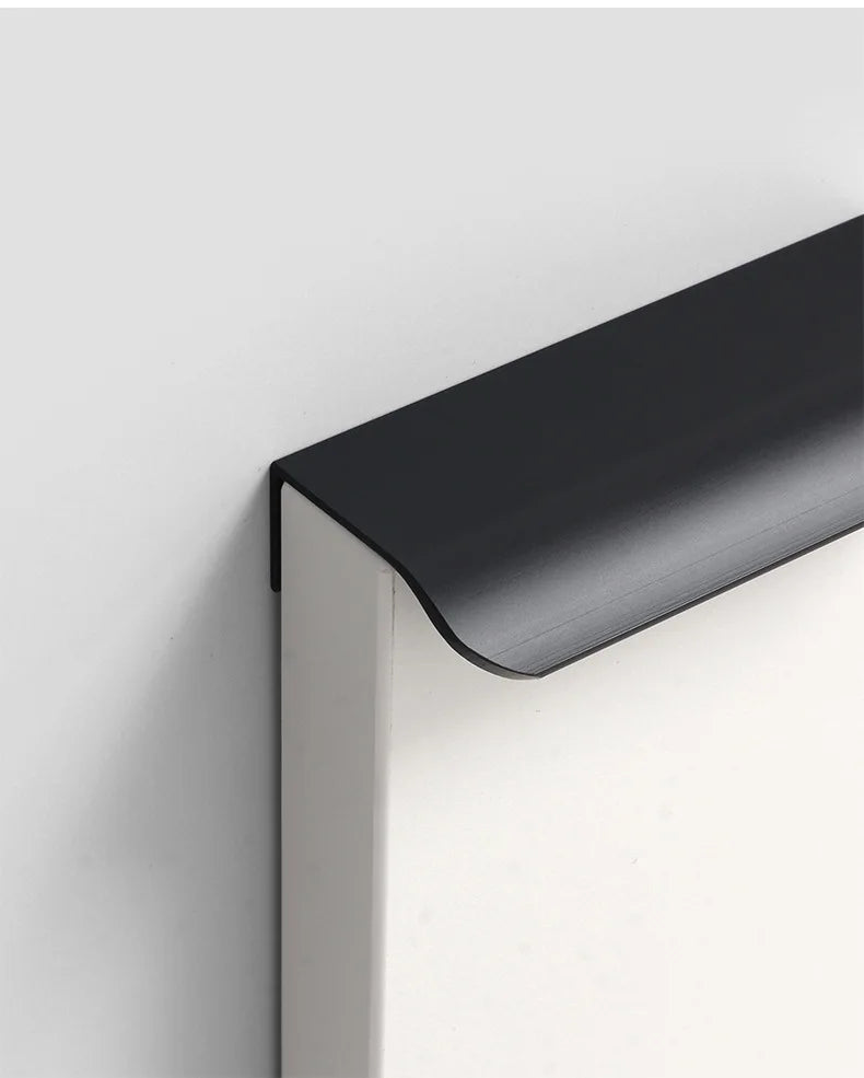 Hidden Minimalist Cabinet Handles for Kitchen Wardrobe | No Drilling Black Edge Pulls | Custom Length 80mm-1200mm Modern Design