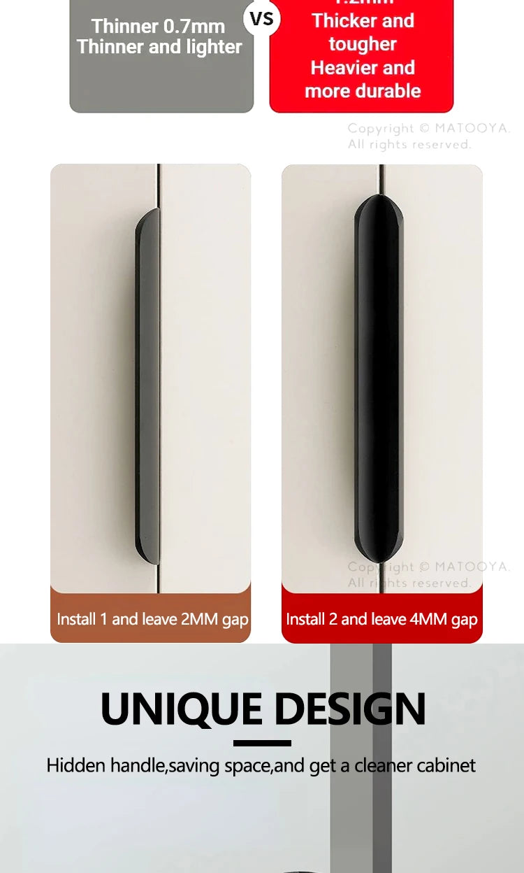 Hidden Handles for Furniture Kitchen Cabinet Handles Dresser Drawer Knobs Aluminum Alloy Wardrobe Cupboard Door Handle Hardware
