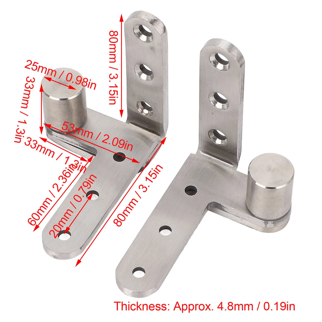 Door Pivot Hinges Heavy Duty Stainless Steel 270 Degree Rotating Inset Hinge Left Right Maximum Load 130lbs Silver Brushed