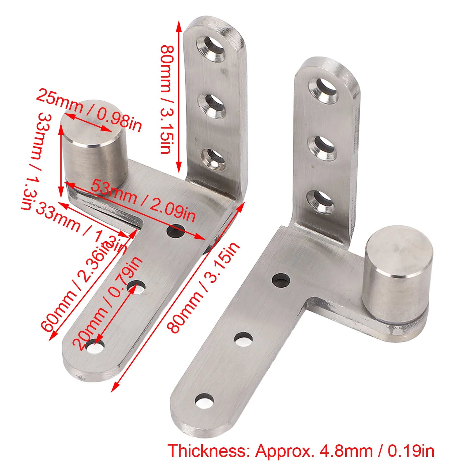 Door Pivot Hinges Heavy Duty Stainless Steel 270 Degree Rotating Inset Hinge Left Right Maximum Load 130lbs Silver Brushed