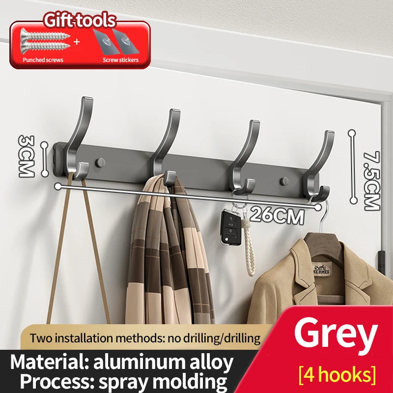 no drill Holes One Row Hangers Kitchen Towels Clothes Hats Toilet Towel Rack Storage Wall Mounted Door Back Rod Hook