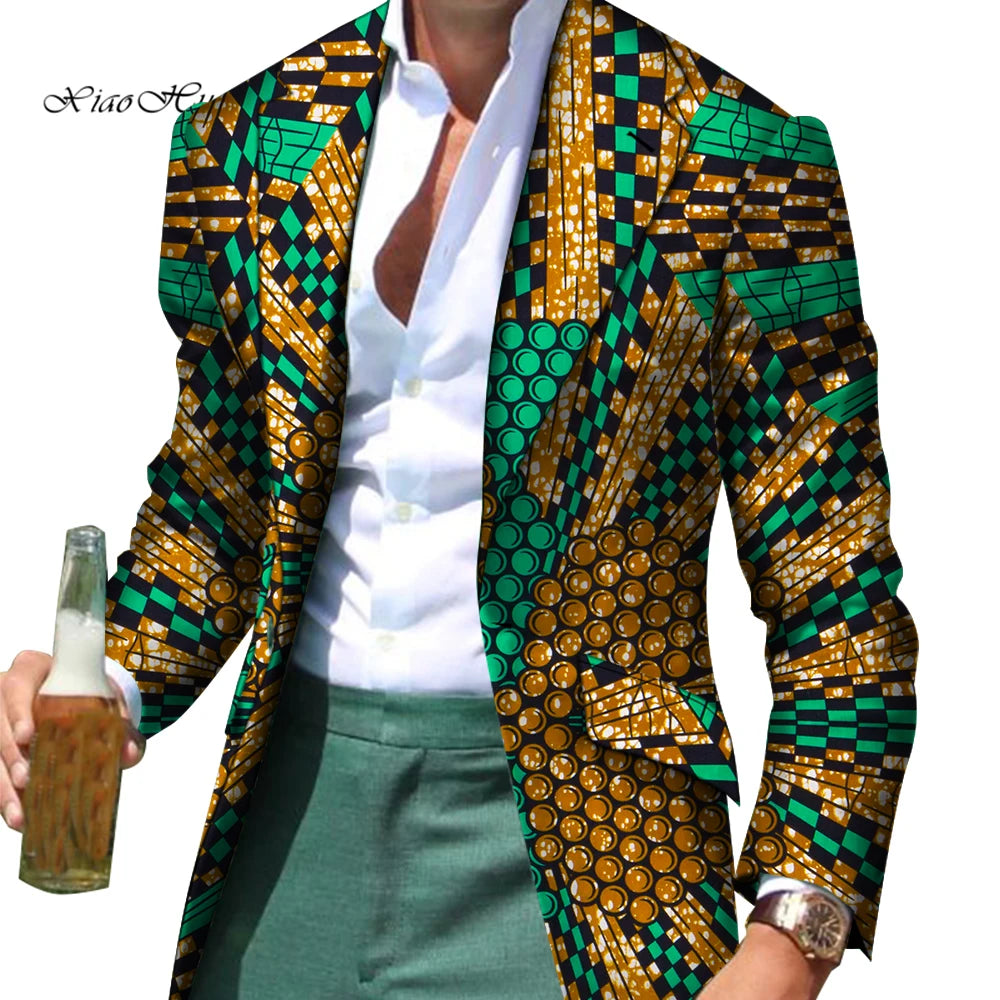 African Men Clothes Smart Causal Customized Slim Fit Fancy Suit Blazer Jackets Formal Coat Business Dashiki Party Wedding WYN530