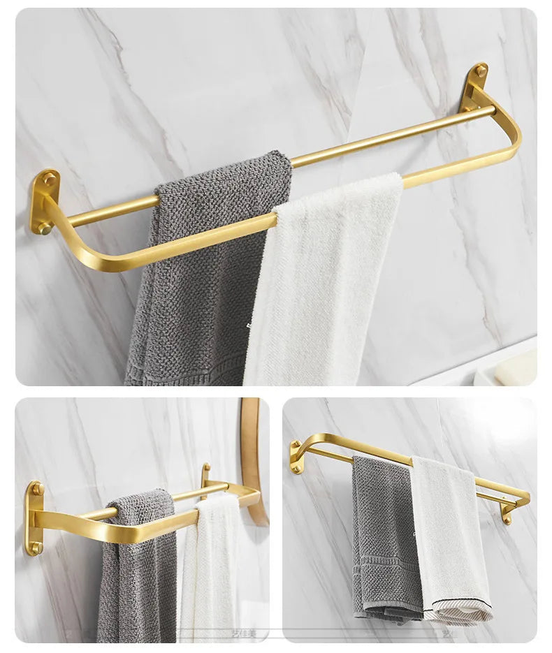 Bathroom accessories: brushed golden corner rack, towel rack, bathroom storage rack, bathroom hardware pendant bath accessories