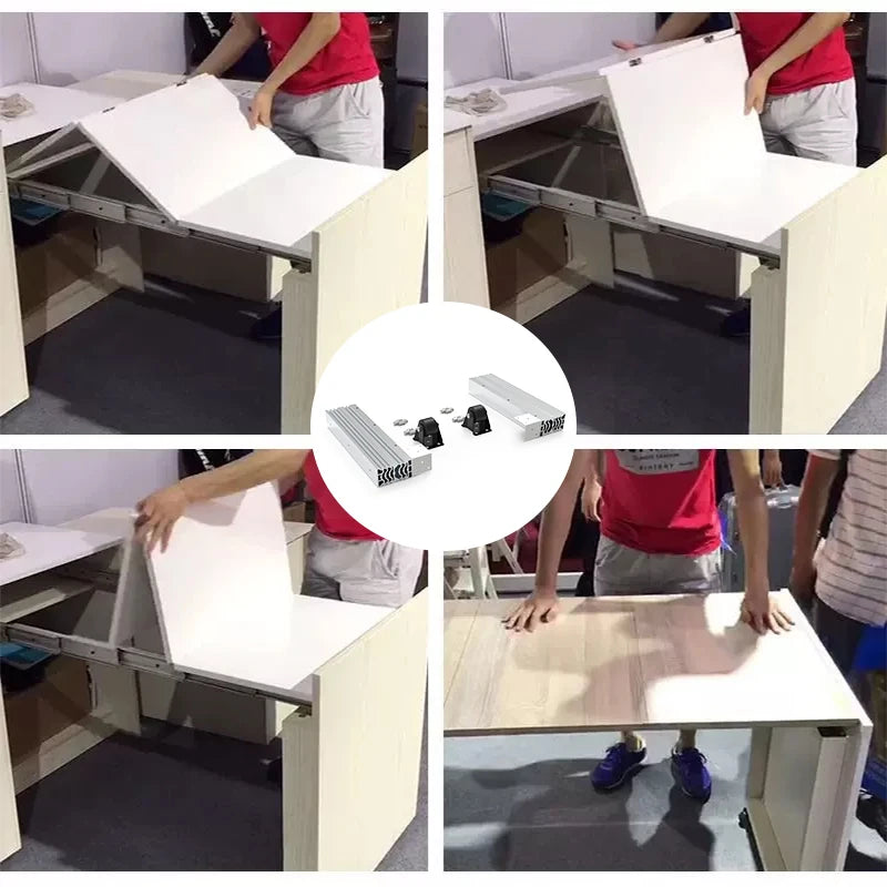 Hidden Drawer-type Dining Table Slide Rails Can Be Pulled Flat And Pushed To Link Lifting Table Rail Hardware