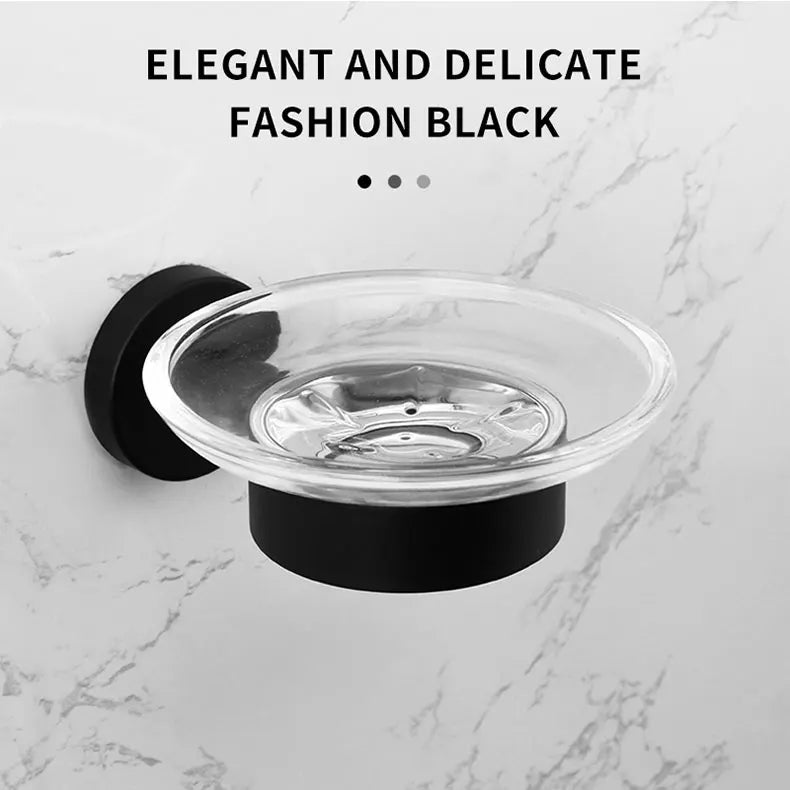 Bathroom Accessories Towel Rack Shelf Bar Roll Paper Holder With Cover Hand Towel Bar Holder Robe Hook Toilet Brush Holder Black