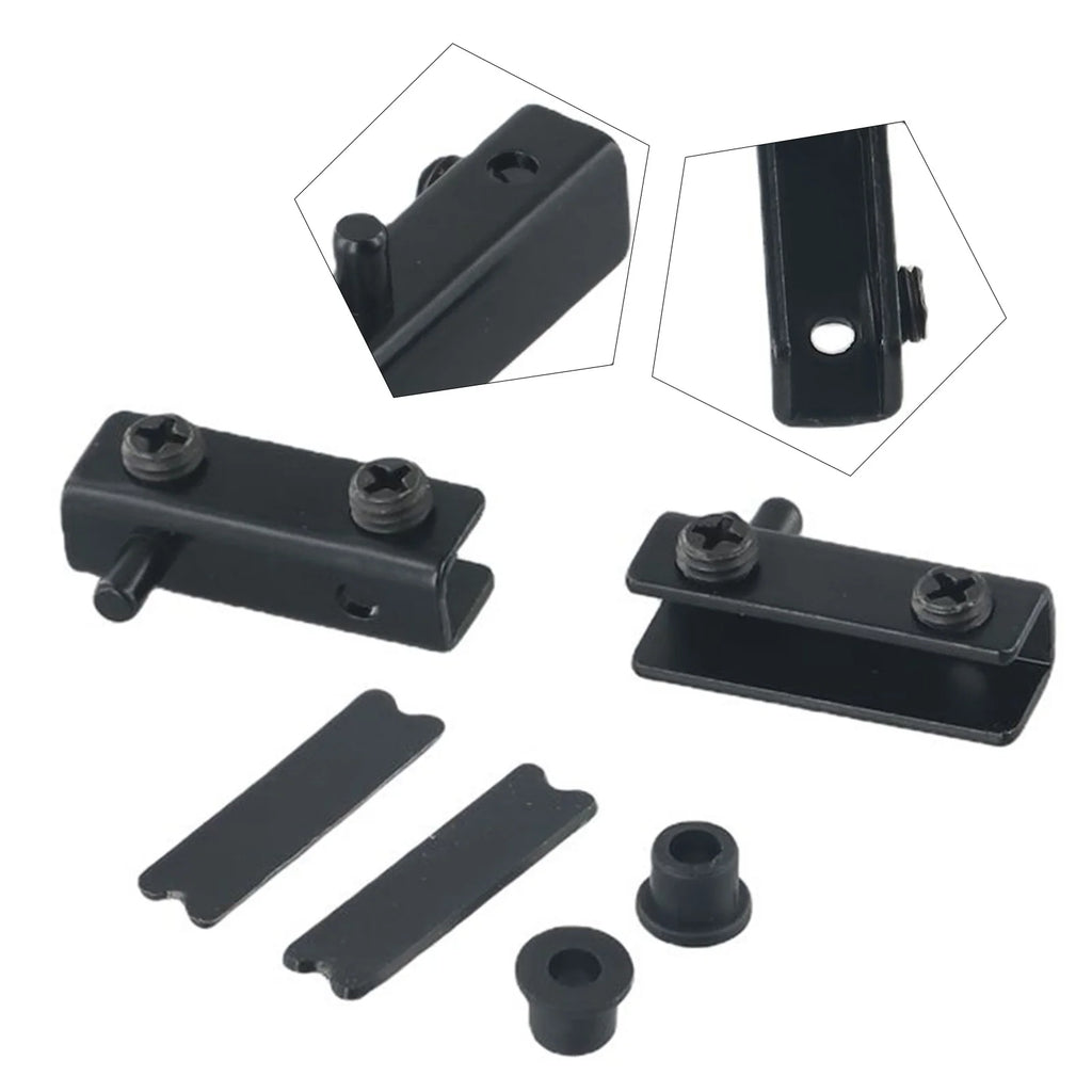 2Pcs Glass Door Hinges Stainless Steel No Drilling Rust-Proof Black Pivot Door Hinge Suitable For 5~6mm Glass Doors