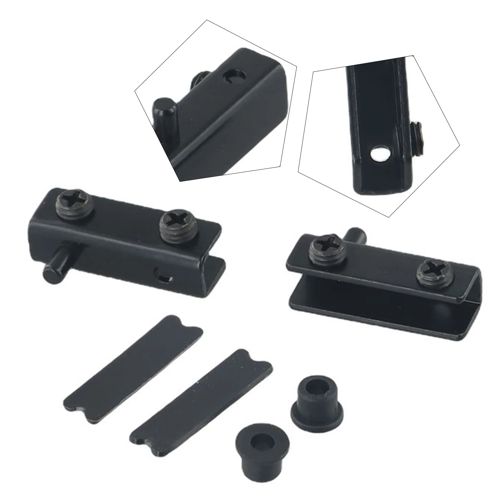 2Pcs Glass Door Hinges Stainless Steel No Drilling Rust-Proof Black Pivot Door Hinge Suitable For 5~6mm Glass Doors
