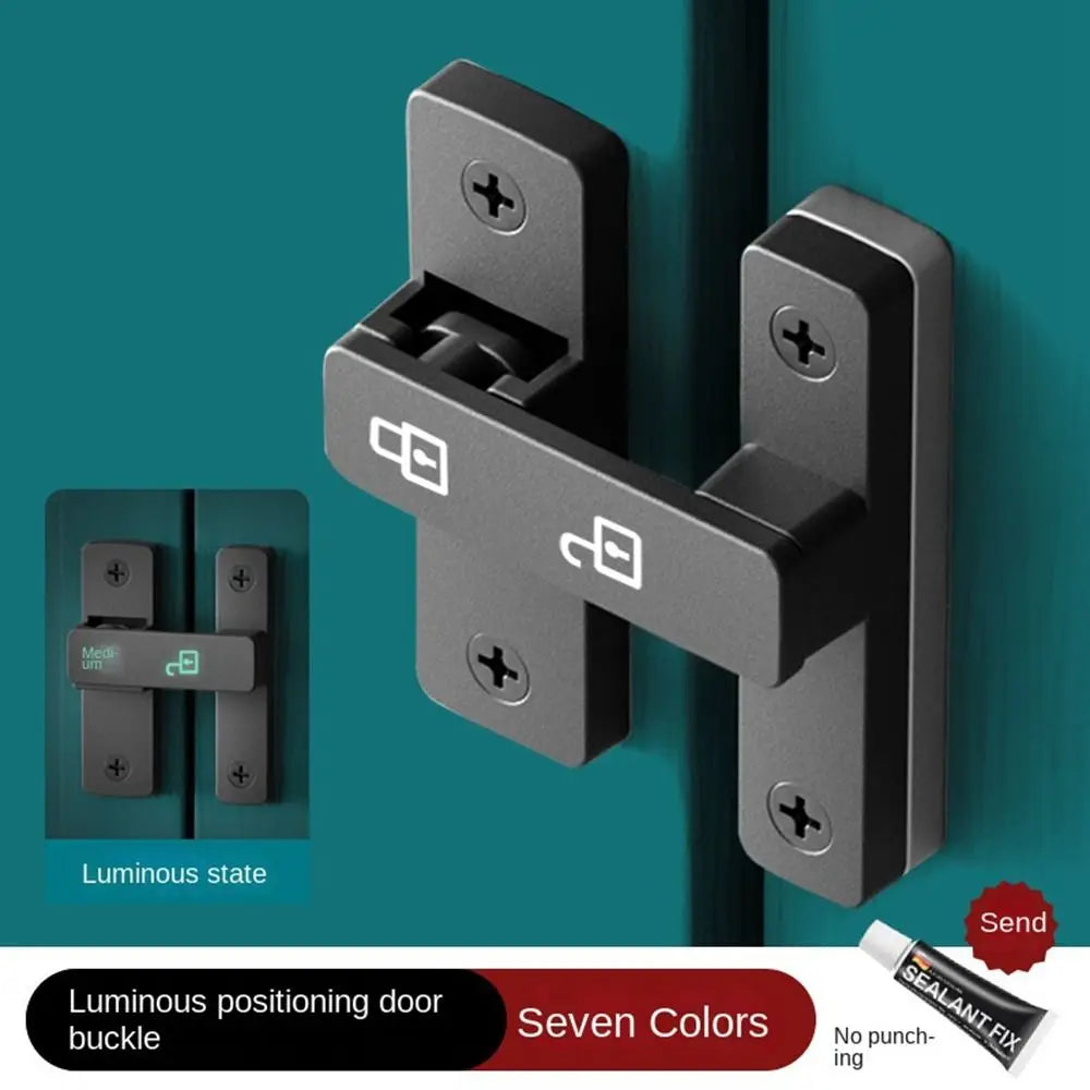 90°/180° Luminous Latch Indoor Metal Door Buckle Bathroom Door Lock Sliding Door Lock Wooden Door Burglar Barn Door Buckle