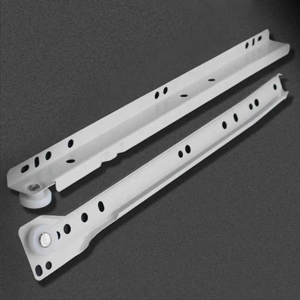 1Pair Chute Cabinets Keyboard Roller Pulley Furniture Slides Mute Two Section Drawer Track Slides Cabinet Rails