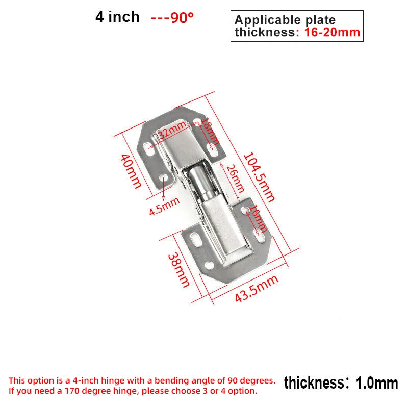 Soft Closing Hydraulic Hinges, 170 Degree Damping Buffer Cabinet Furniture Folding Hinge, Suitable for plate thickness 16-40mm