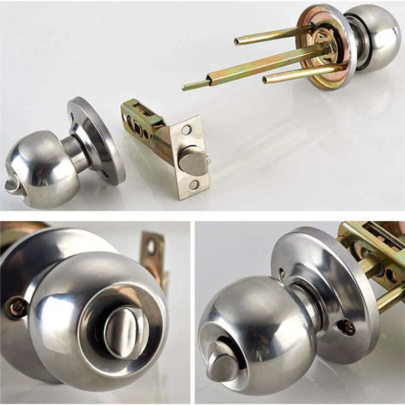 1 Piece Aluminum Alloy Globular Door Knobs Rotation Lock Knobset Handle Metal Door Knob With Key For Bedrooms Living Rooms