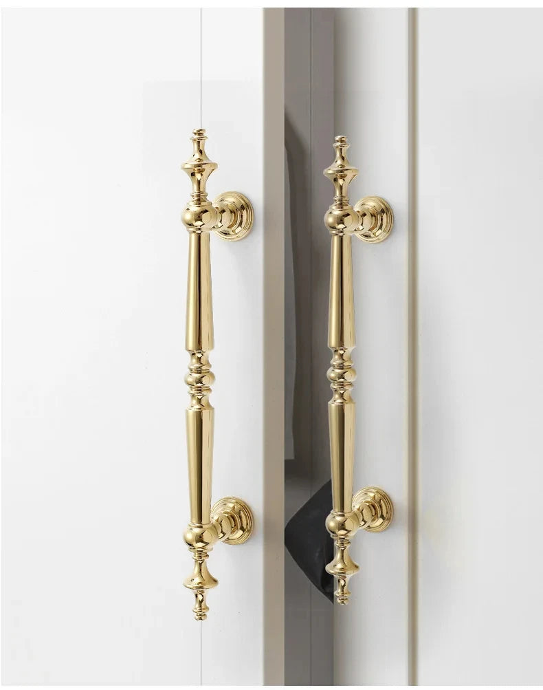 High-end Antique Bronze Door Handles and Knobs Solid Brass Antique Drawer Pulls Kitchen Cupboard Handle Gold Cabinet Handles