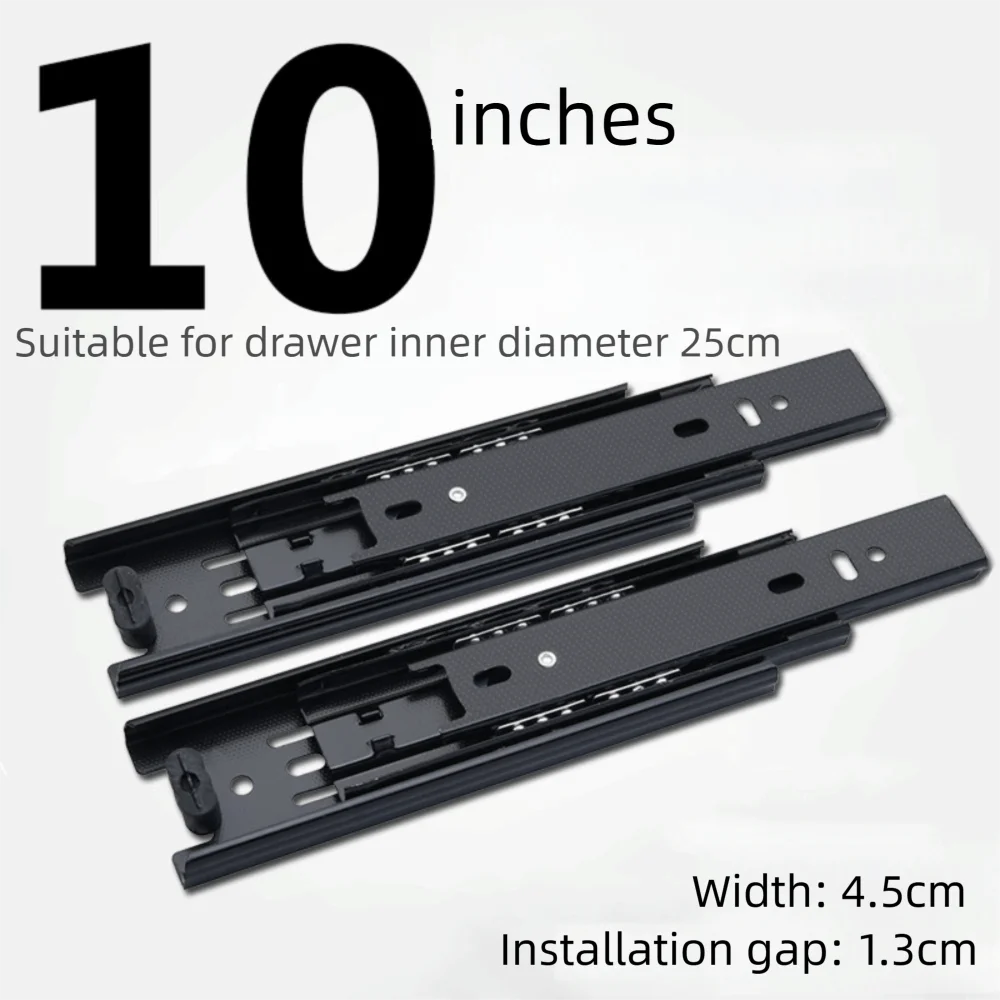 Black Drawer Slides Heavy Duty Smooth Operation Dresser Runners Easy Installation Steel Ball Bearing Drawer Rails Wardrobe