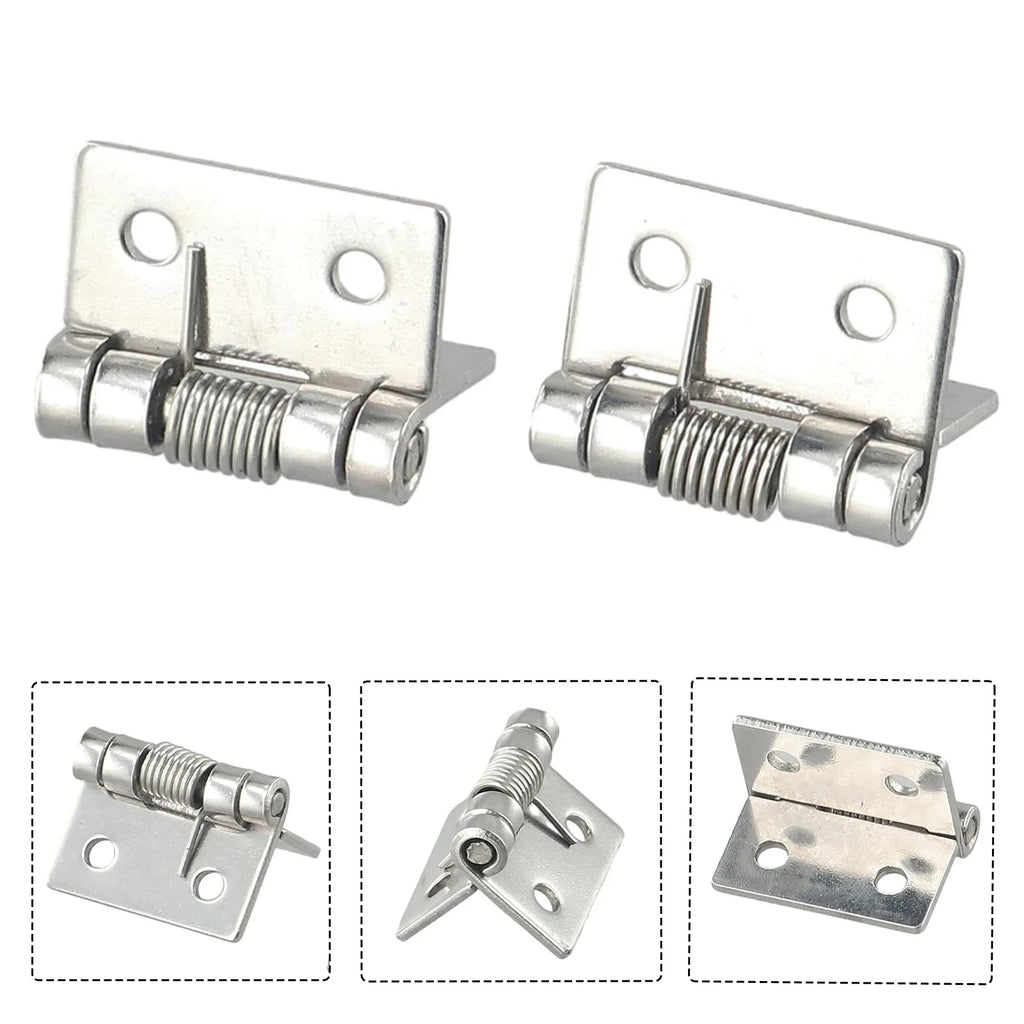 2pcs 1/1.5/2/3Inch Silver Spring Door Hinge Stainless Steel Self Closing Design Windows Cabinets Boxes Household Hardware