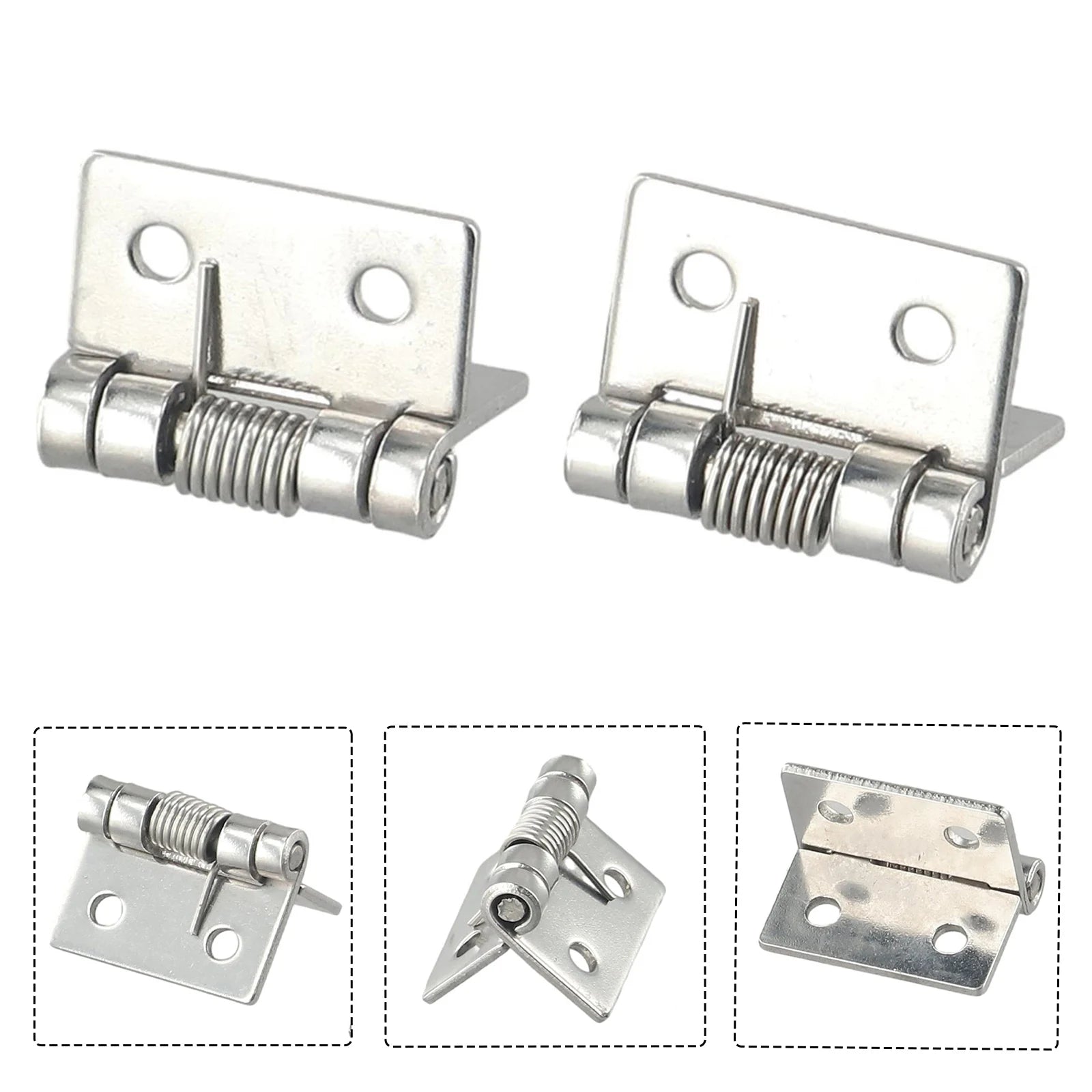 2pcs 1/1.5/2/3Inch Silver Spring Door Hinge Stainless Steel Self Closing Design Windows Cabinets Boxes Household Hardware