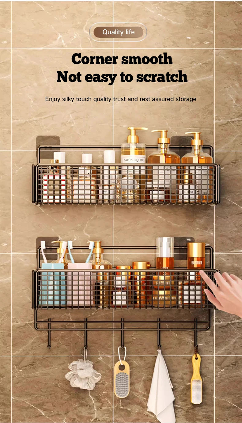 Bathroom Storage Rack Non Perforated Wall Mounted Towel And Toiletries Storage Rack Restroom Storage