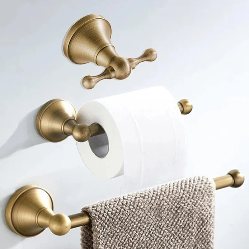 Antique Bathroom Towel Hangers Paper Holder Robe Hooks Copper Bathroom Towel Rod Wall Mounted Towel Bar Towel Rack Towel Holder
