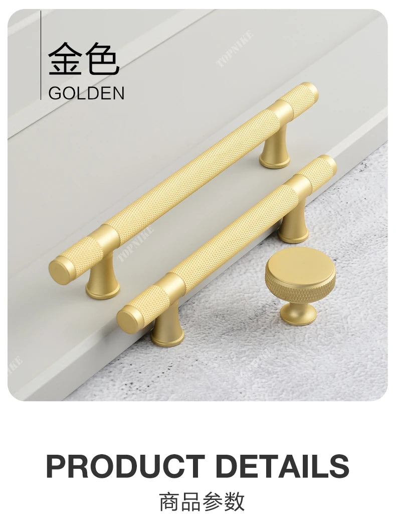 Simple Kitchen Cabinet Wardrobe Door Handles Drawer Knobs and Handles for Furniture Gold Black Knurled Nordic Style