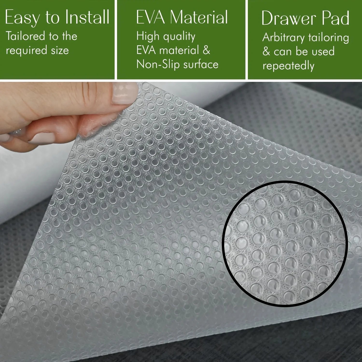 Easy-Clean Waterproof EVA Cabinet Drawer Mat Oil & Stain Resistant Cut-to-Fit for Kitchen Refrigerator Liner & Table Protection