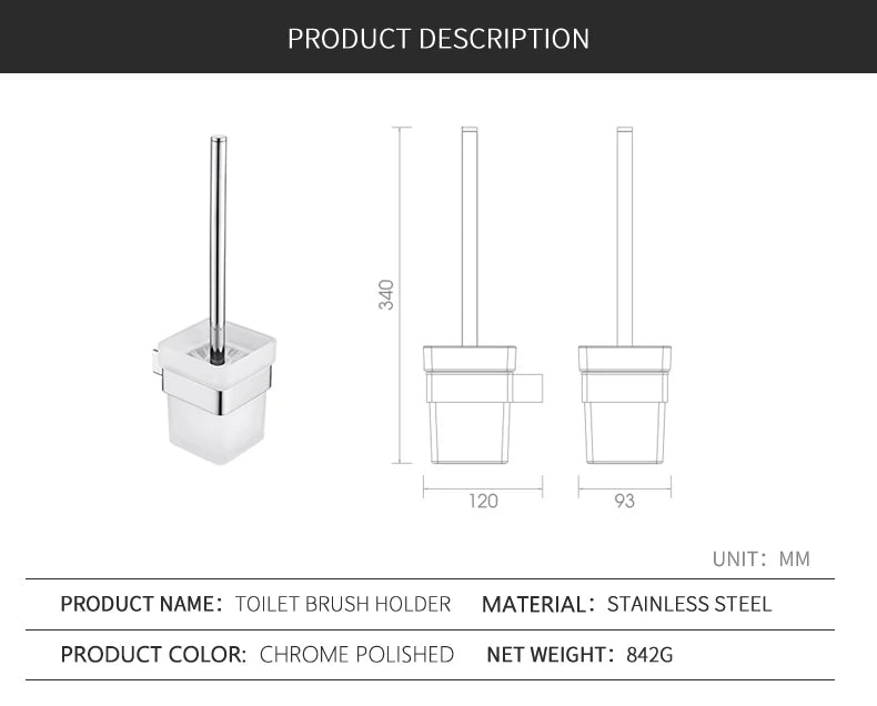Stainless Steel Bathroom Accessories Wall Shelf Towel Bar Rack Rail Toilet Brush Roll Paper Holder Soap Dish Bathroom Hardware