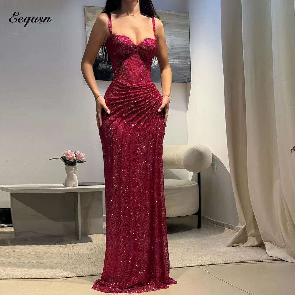 Glitter Evening Dresses Women Strapless Mermaid Elegant Formal Occasion Dress Split Robes De Soirée 2026 Long Prom Customized