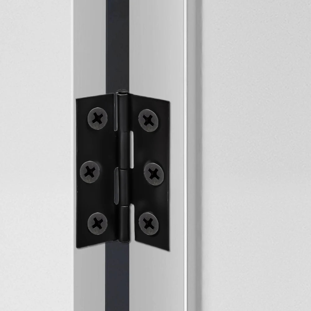 Black Door Hinges Stainless Steel Butt Hinges with Screws Cabinet Drawer Furniture Hinges Mounting Plate Flat Fixing Brackets