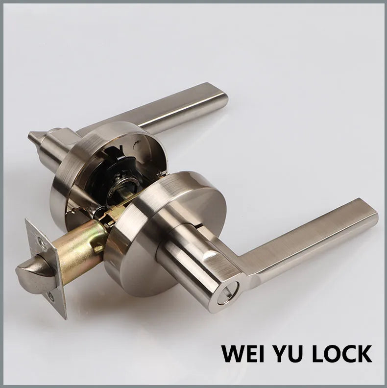 Door Lock Household Universal Silent Toilet Indoor Bedroom Lock Three-bar Handle Lock Old-Fashioned Spherical Round Door Lock