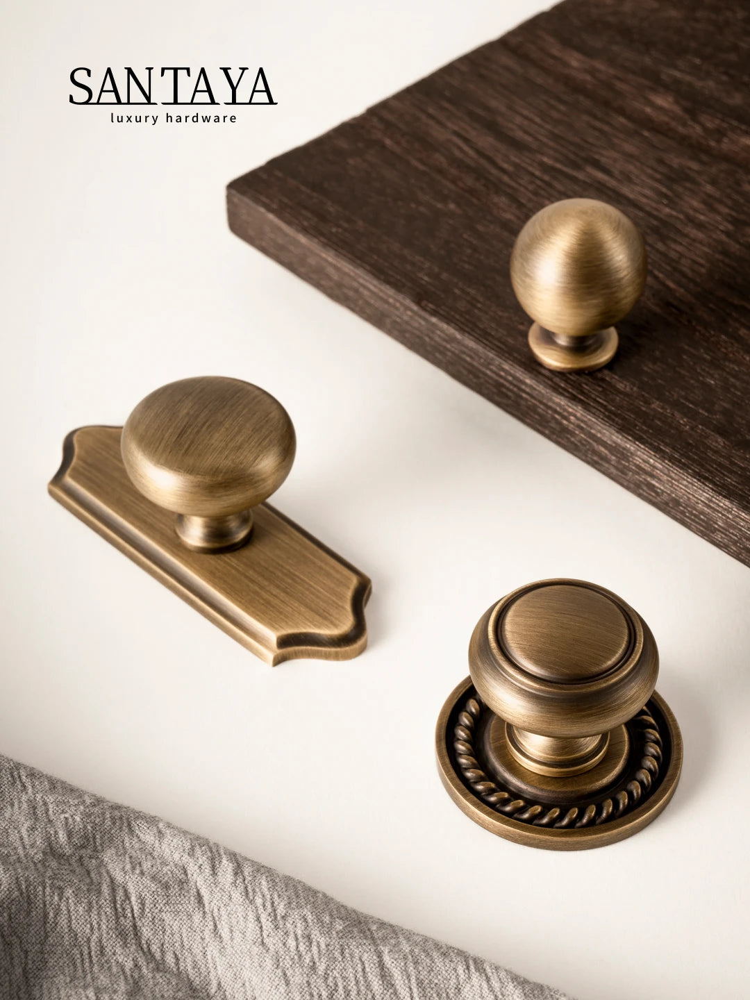 Santaya Antique Brass Cabinet Handles With Backplate Solid Bronze Wardrobe Pulls Kitchen Cupboard Door Knobs Furniture Handle