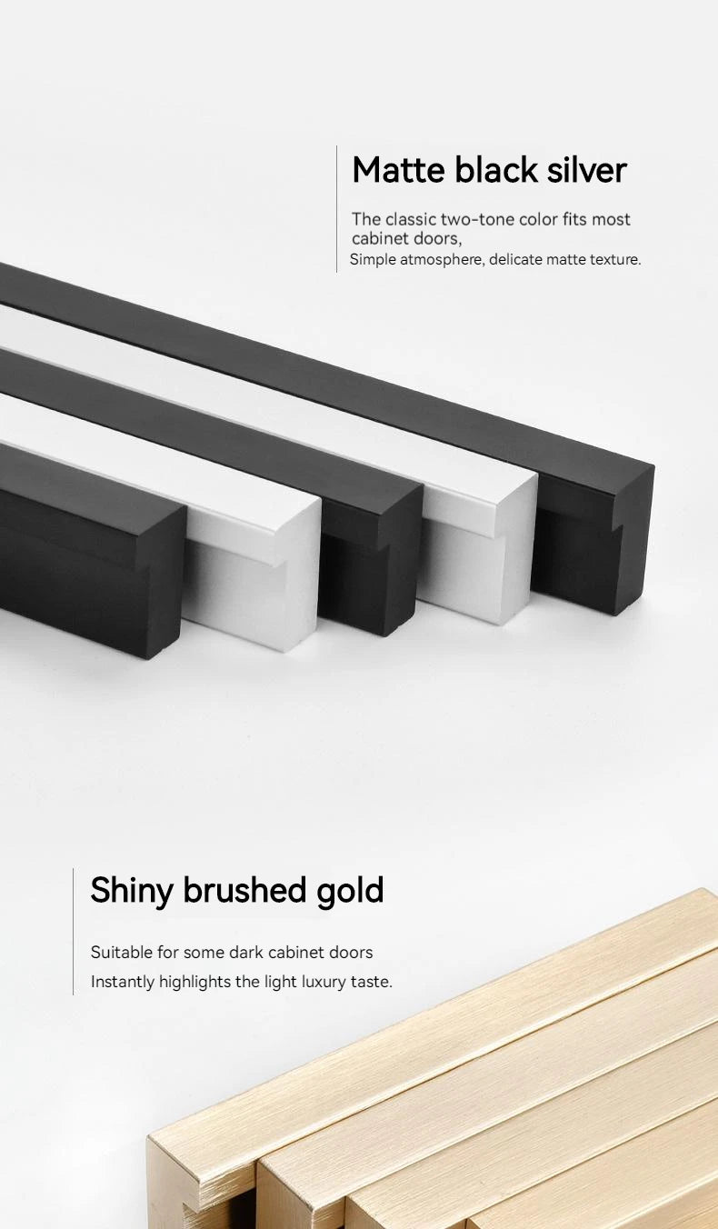 Modern Long Cabinet Door Handles 700-1200mm Brushed Gold Silver T Bar Aluminum Cupboard Pulls Drawer Knob Furniture Hardware