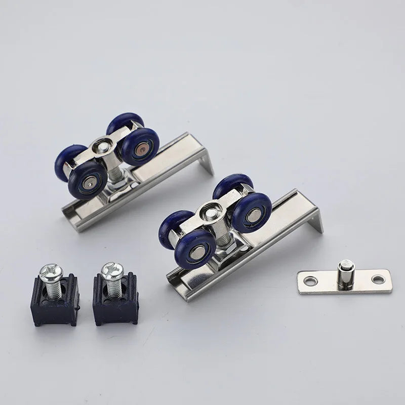 2pcs/set Sliding Door Roller Hardware Slide Doors Pulley 4 Wheels Home Room Wood Door Hanging Wheels Rail Track Pulley