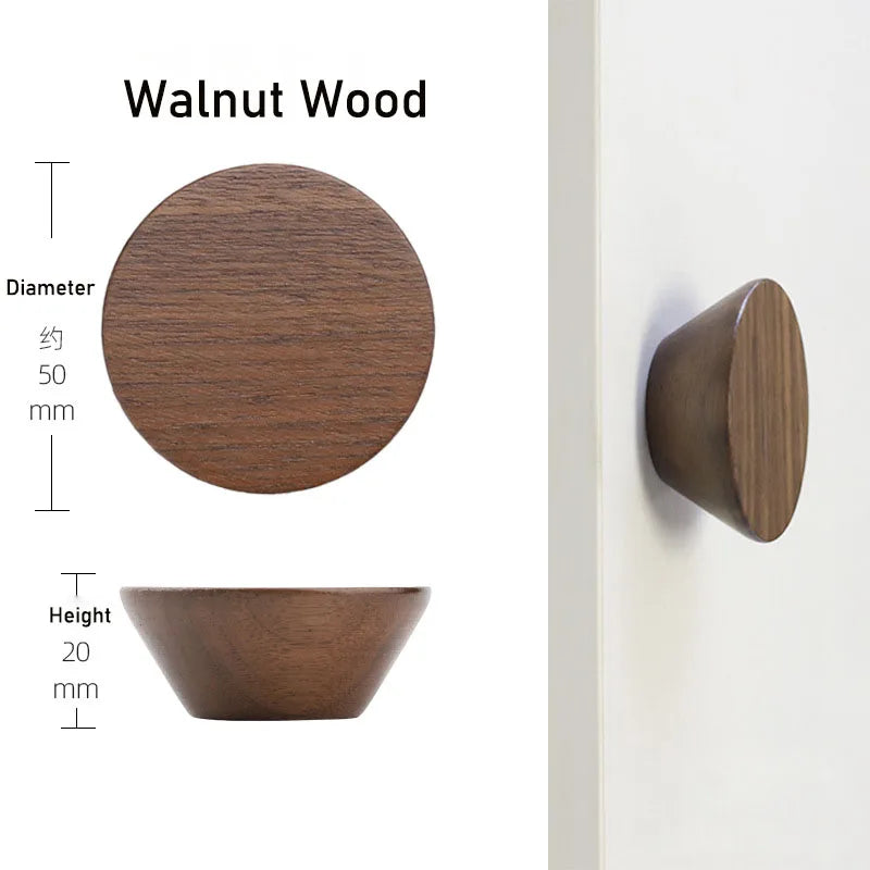 circular button handle modern cabinet handles solid wood home wardrobe drawer cabinet handle single hole wooden handle