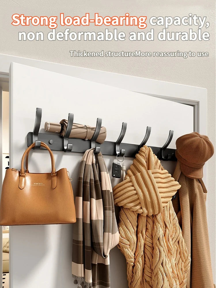 no drill Holes One Row Hangers Kitchen Towels Clothes Hats Toilet Towel Rack Storage Wall Mounted Door Back Rod Hook