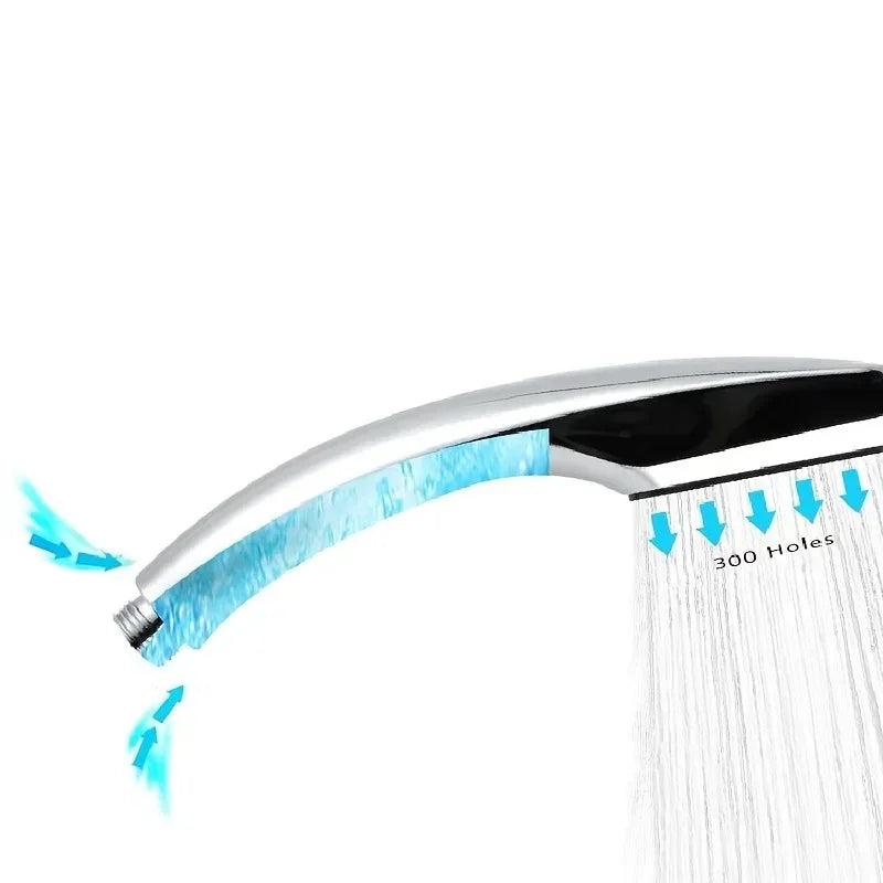 300 Holes Pressurized Showerhead Hand Hold Square Shower Head Water Saving Rainfall Spray Nozzle Bathroom Accessories
