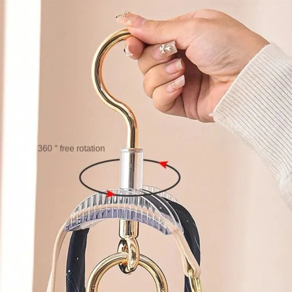 Quality Wardrobe Hanging Bag Hanger Space Saving Rotating Bag Storage Rack Thickening Belt Scarf Hanger Wardrobe