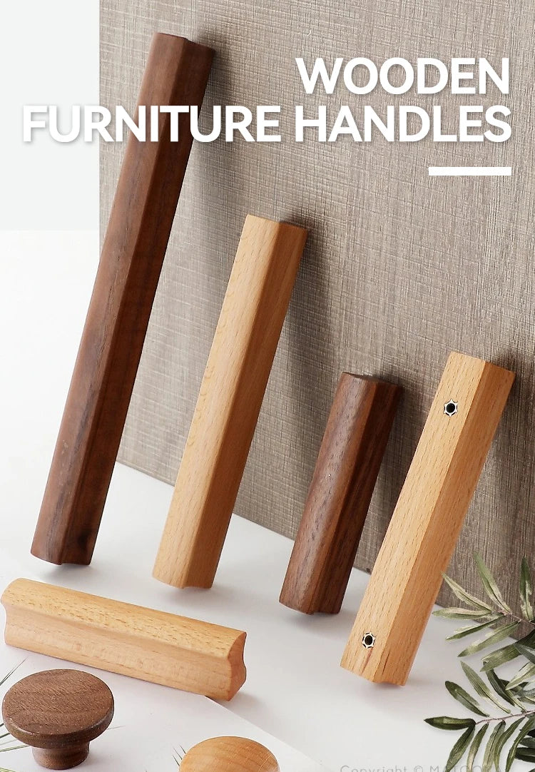 Wooden Furniture Handles Walnut Kitchen Cabinet Handles Drawer Knobs Handles for Cabinets and Drawers Long Wardrobe Pulls