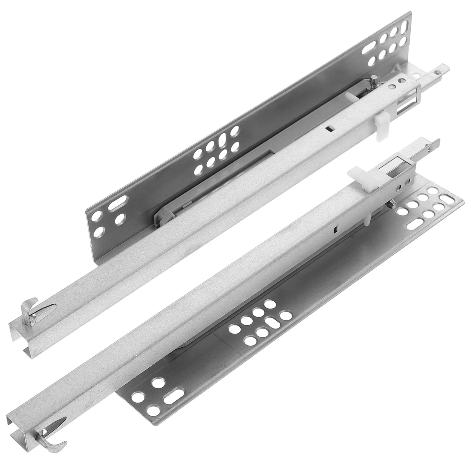 2 Pcs Cold Rolled Steel Heavy Duty Drawer Slides Soft Close Damping Buffer Concealed Track Undermount Guide Rails Cabinet Slides